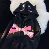 3D Pink Japanese Anime Print Long Sleeve Hoodie - Thumbnail 1