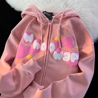 3D Pink Japanese Anime Print Long Sleeve Hoodie - Thumbnail 5