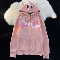3D Pink Japanese Anime Print Long Sleeve Hoodie - Thumbnail 6