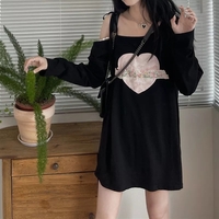 Sweet Japanese Anime Off Shoulder Lace Up Long Sleeve Shirt - Thumbnail 1