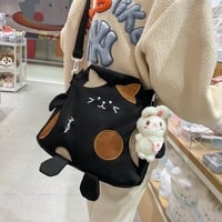 Cute Cat Embroidered Crossbody Bag - Thumbnail 2
