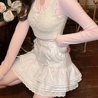 Sweet Japanese Lace High Waist Mini Skirt - Thumbnail 2