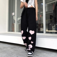 Black Skeleton Print Loose Waist Wide Leg Pants - Thumbnail 3