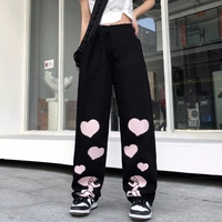 Black Skeleton Print Loose Waist Wide Leg Pants - Thumbnail 2