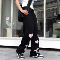Black Skeleton Print Loose Waist Wide Leg Pants - Thumbnail 4