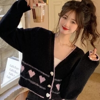 Heart Button Cropped Long Sleeve Cardigan  - Thumbnail 4