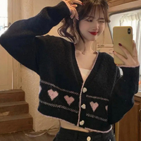 Heart Button Cropped Long Sleeve Cardigan  - Thumbnail 7