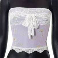 Floral Lace Patchwork Fairycore Tube Top - Thumbnail 3