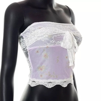 Floral Lace Patchwork Fairycore Tube Top - Thumbnail 4