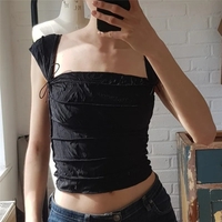 French Bow Square Collar Crop Top - Thumbnail 2