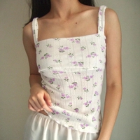 Vintage Floral Print Tank Top - Thumbnail 2