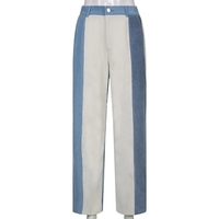 Blue Patchwork Corduroy High Waist Trousers  - Thumbnail 5
