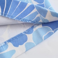 Blue Floral Print High Waisted Shorts - Thumbnail 5