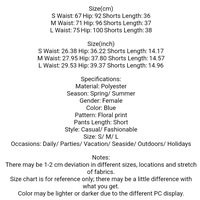 Blue Floral Print High Waisted Shorts - Thumbnail 6