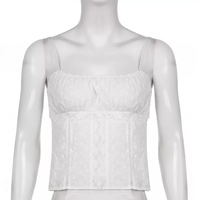 White Lace Milkmaid Fairy Crop Top - Thumbnail 3
