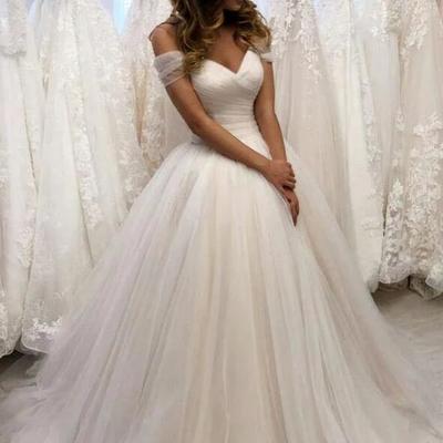 Off the shoulder ball gown tulle wedding dresses - Thumbnail 3