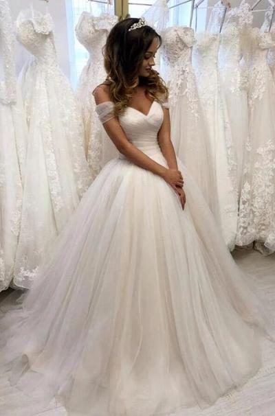 Off The Shoulder Ball Gown Tulle Wedding Dresses