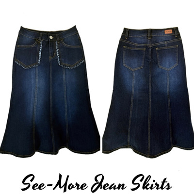 Sydney Mid Length Dark Wash Denim Skirt