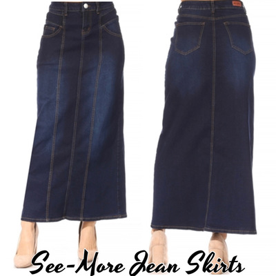 Piper Long Dark Wash Denim Skirt