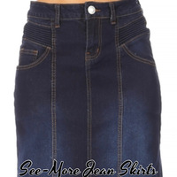 Piper Long Dark Wash Denim Skirt - Thumbnail 1