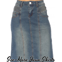 Piper Long Vintage Wash Denim Skirt - Thumbnail 1