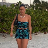 Floral 2 Piece Set Tube Top + Mini Skirt - Thumbnail 5