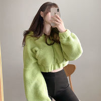 Soft Faux Lamb Wool Loose Long Sleeve Hoodie  - Thumbnail 5