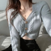 Pink Crop Top Long Sleeve Cardigan  - Thumbnail 1