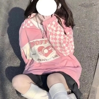 Pink Plaid Checkboard Zip Up Oversized Sweatshirt  - Thumbnail 1