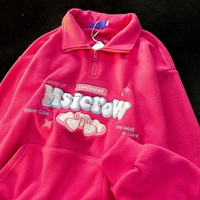 Love Heart Letter Embroidery Loose Long Sleeve Pullover  - Thumbnail 1