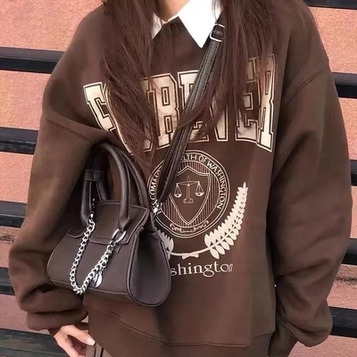 Brown letter oversized long sleeve sweater  - Thumbnail 4
