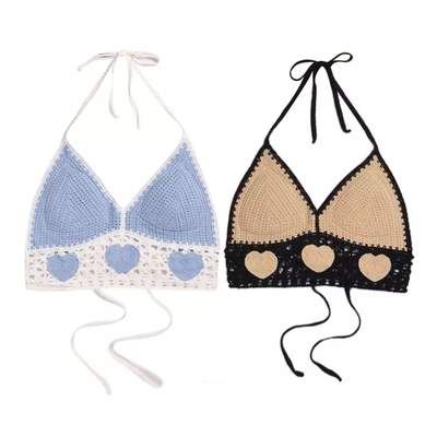 Heart Boho Crochet Backless Halter Top