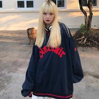 Black Letter Embroidery V Neck Long Sleeve Sweater  - Thumbnail 5