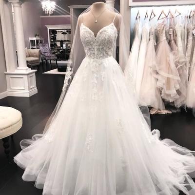 Spaghetti straps mermaid tulle lace wedding dresses - Thumbnail 2