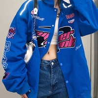 Racing Color Block Bomber Zipper Varsity Jacket - Thumbnail 3