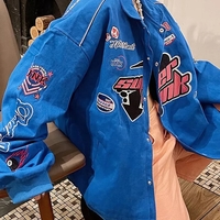 Racing Color Block Bomber Zipper Varsity Jacket - Thumbnail 6