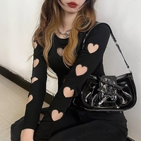 Black Heart Hollow Out Long Sleeve Shirt  - Thumbnail 4