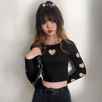 Black Heart Hollow Out Long Sleeve Shirt  - Thumbnail 5