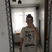 Cat Cartoon Print Loose Short Sleeve T-shirt  - Thumbnail 2