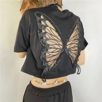 Butterfly Hollow Out Short Sleeve T-shirt  - Thumbnail 2