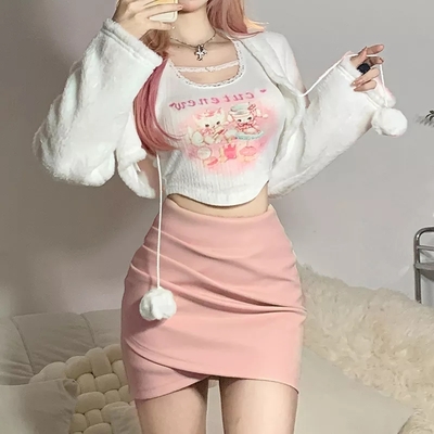 White animal print tank top + cardigan  - Thumbnail 3