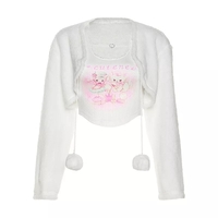 White Animal Print Tank Top + Cardigan  - Thumbnail 3