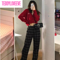 Red Cropped V Neck Sweater  - Thumbnail 2