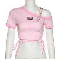 Sweet Pink Off Shoulder Short Sleeve Shirt  - Thumbnail 6