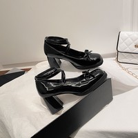 Retro Bowknot Strapy Mary Jane Shoes - Thumbnail 4