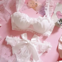 White Lace Petal Japanese Bra + Panties Lingerie  - Thumbnail 1