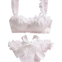 White Lace Petal Japanese Bra + Panties Lingerie  - Thumbnail 5