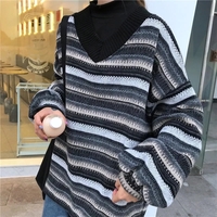Brown Stripe V Neck Sweater  - Thumbnail 4
