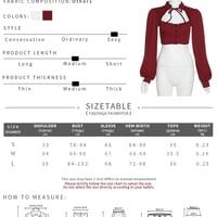 Red V Neck Puff Long Sleeve Shirt  - Thumbnail 7