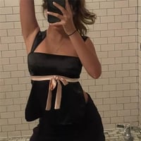 Satin Bow Backless Milkmaid Top - Thumbnail 1